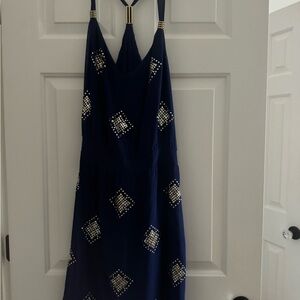 White House Black Market Blue Sundress Halter Sleeveless Cocktail